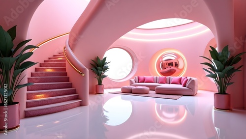  The interior of a futuristic luxury dreamhouse