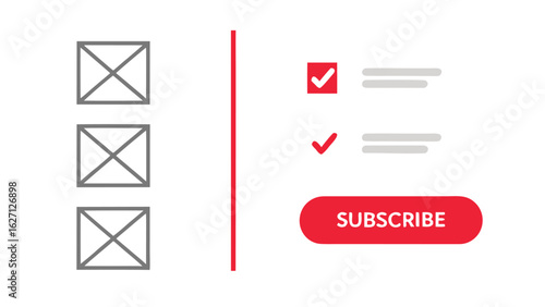 Illustration of a subscription form with checkboxes and a subscribe button on a white background