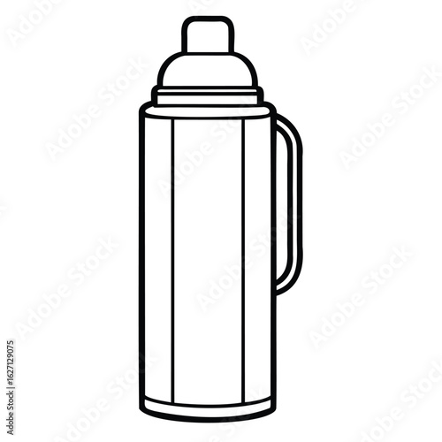 Thermos bottle – outline vector illustration on white background