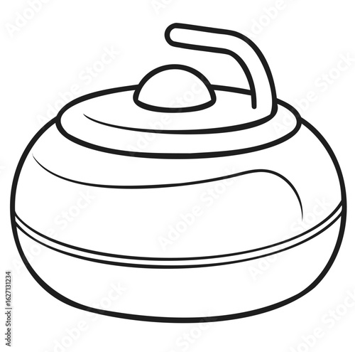 Curling Stone Outline Vector – Minimal Winter Sport Icon Isolated on White Background