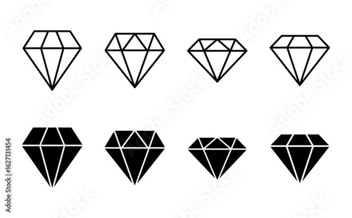 Diamond icon set. diamond gems vector icon.