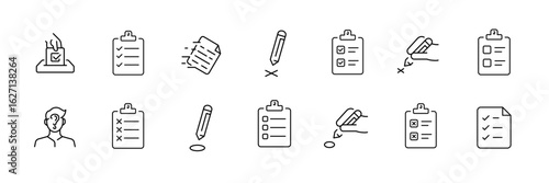 Election and voting outline icons set – linear, ballot, poll symbols