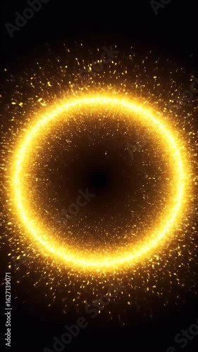 Abstract Glowing Gold Ring Sparkle Glitter Light Effect Background