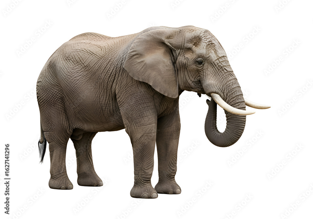 Fototapeta premium Grey elephant against a black background.