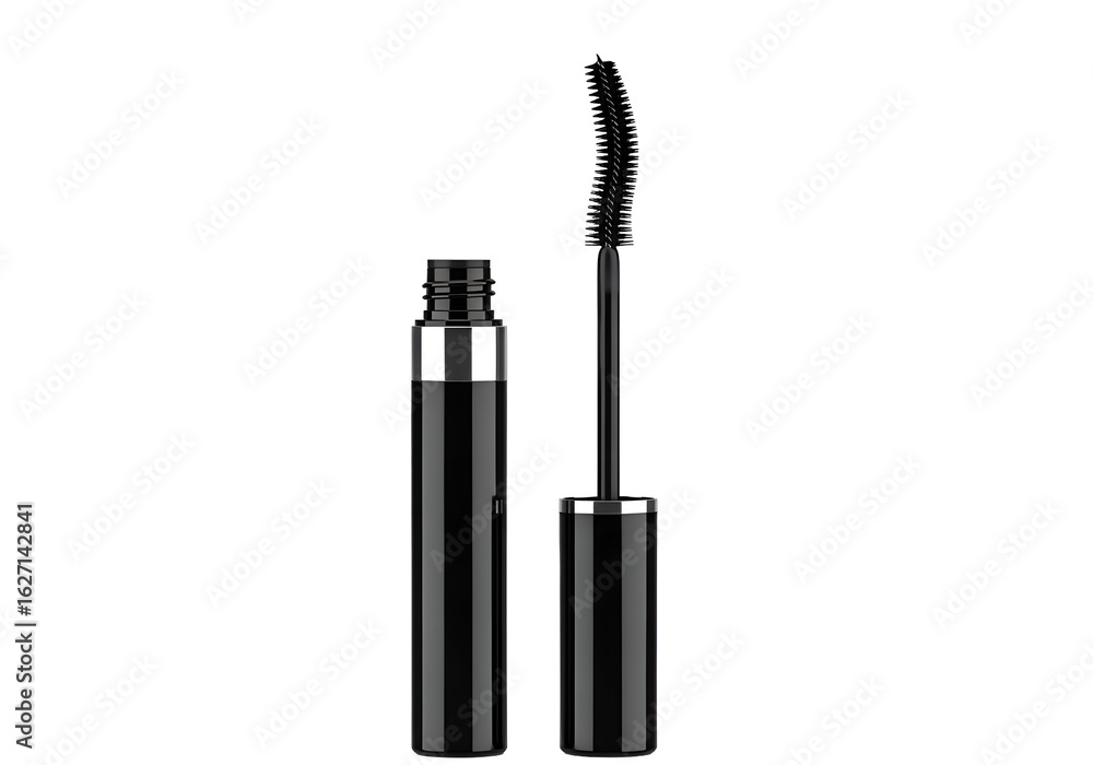 Obraz premium Black mascara bottle and applicator.