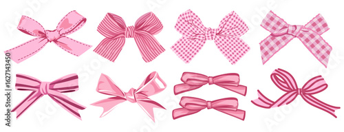 Collection of elegant pink coquette bows for fashion and designs