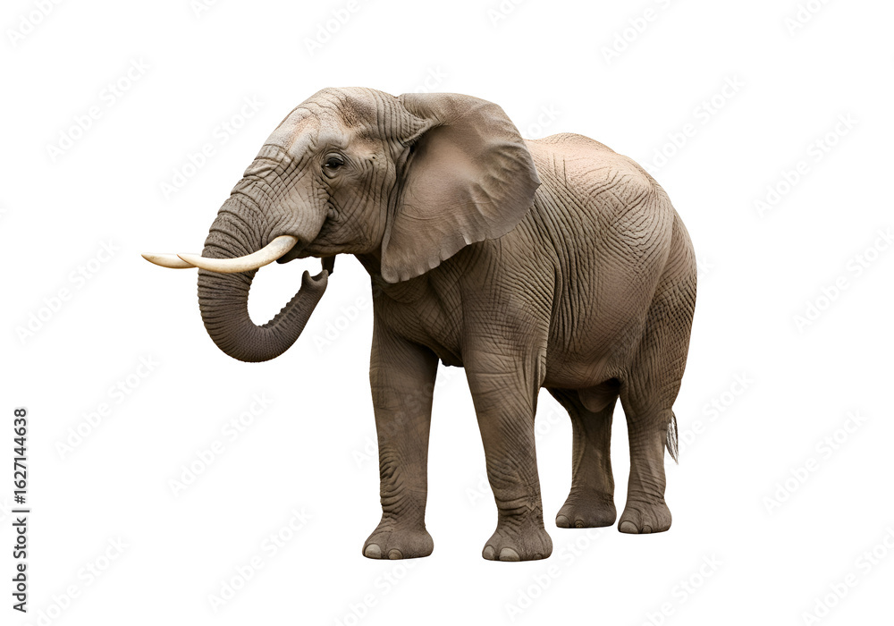 Fototapeta premium Large african elephant against a black background.