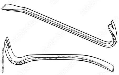 Vector illustration of crowbar. Two crowbars isolated on white background.