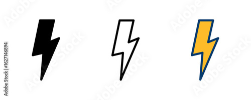 Lightning icon vector isolated on white background. Bolt icon vector. Energy and thunder electric icon