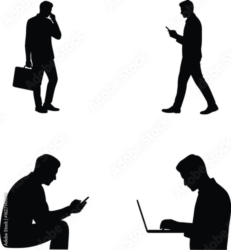 Businessmen using technology businessman silhouette