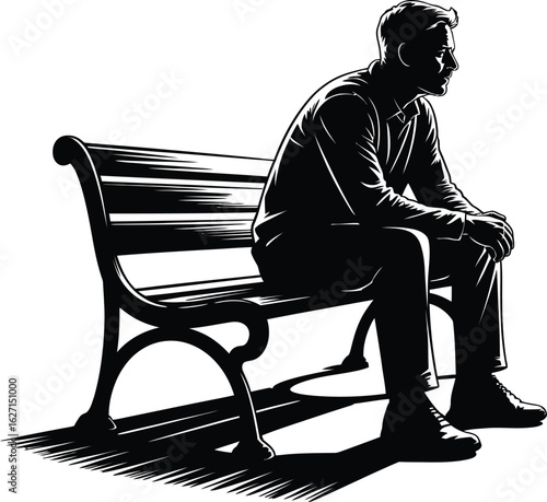 Man sitting on park bench outdoor