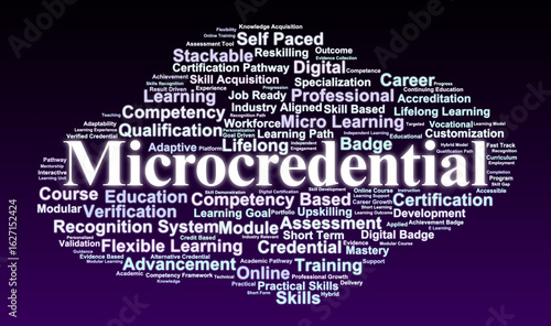 Microcredential Word Cloud. Key Concepts in Skills Certification and Short-Form Learning