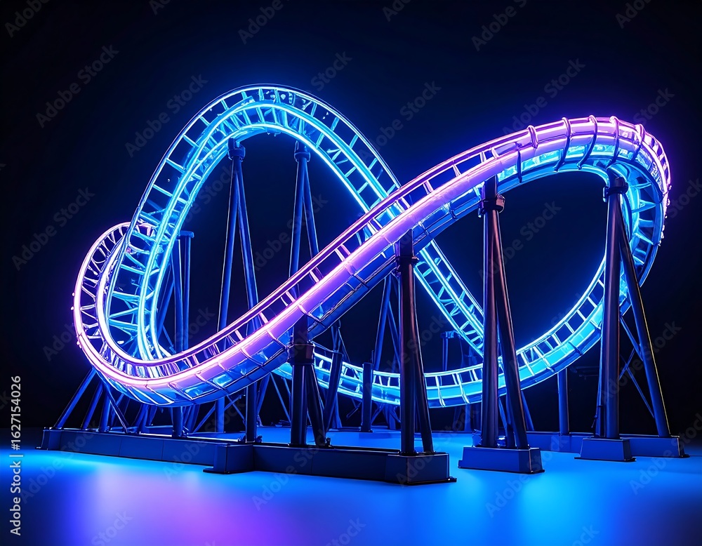 Fototapeta premium Futuristic Neon Roller Coaster