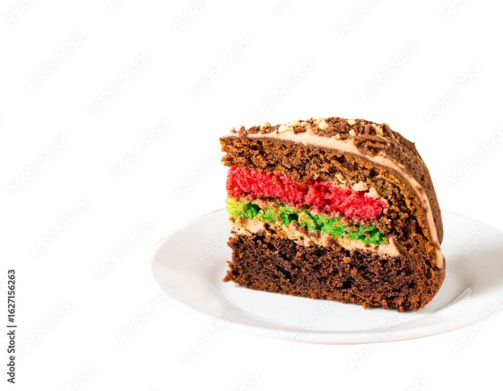 Half-Sliced Christmas Cake on Plate with Candy Canes, Angled Composition, Transparent Background Half-Sliced Christmas Cake on Plate with Candy Canes, Angled Composition, Transparent Background