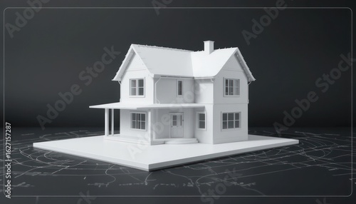 Architectural Model Home Design: A Modern 3D Rendering