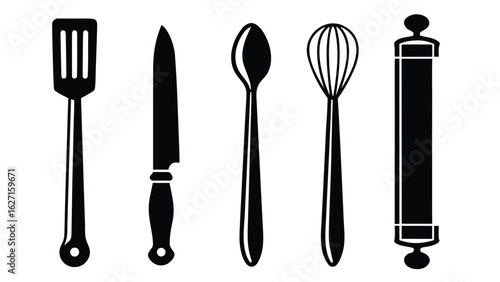Kitchen Utensils Spatula Knife Spoon Whisk Rolling Pin