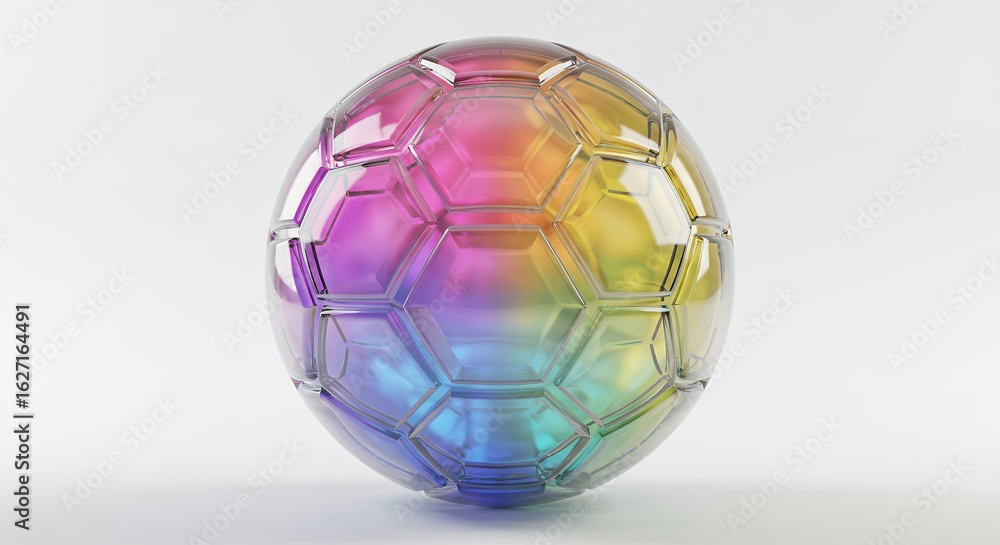 Naklejka premium Colorful translucent sphere with geometric pattern on white background