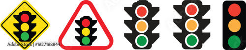 Traffic lights illustrations for any purpose. Isolated object. Green, yellow and red light stoplights.Traffic Light Icon Flat Design on White Background.Set of traffic lights in realistic style.