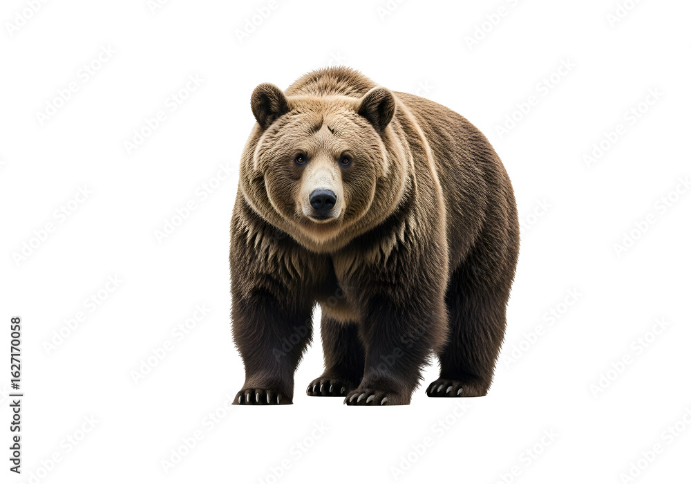 Fototapeta premium Grizzly bear portrait against a black background.