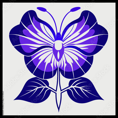 Stylized purple butterfly with white accents isolated on transparent background isolated on white background
