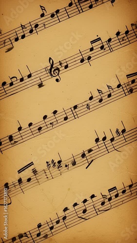 Musical Note Abstract Background With Sheet Music And Old Paper Texture