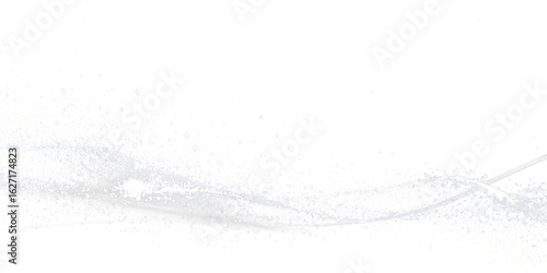 Abstract graphic wave of many glitters on transparent background. silver translucent wave. particles. Design element. white. bokeh.