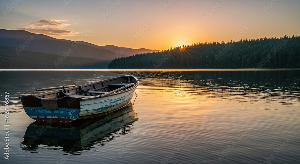 Obraz premium sunset over the river