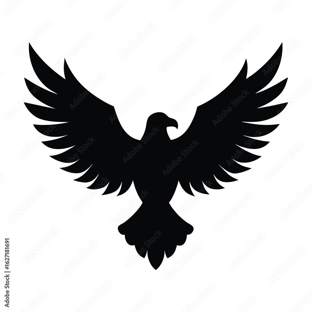 Black silhouette of a hawk with wings spread wide against a white background hawk silhouette eagle silhouette Black silhouette of a hawk with wings spread wide against a white background hawk silhouette eagle silhouette