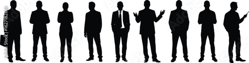 Wallpaper Mural Business people silhouettes standing, professionals in formal wear, men and women office workers, corporate team, vector illustration, business concept Torontodigital.ca
