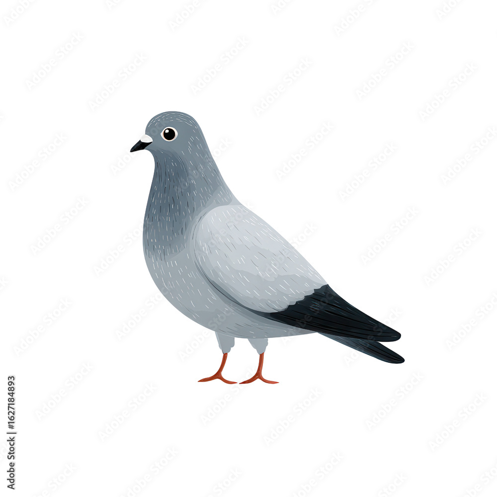 Naklejka premium Pigeon Illustration: A meticulously crafted illustration captures the essence of a quintessential pigeon. Rendered with detail, it presents a clean, appealing aesthetic.