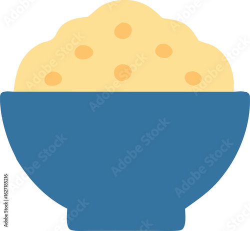 Delicious rice bowl illustration with simple design and calming colors for food themes