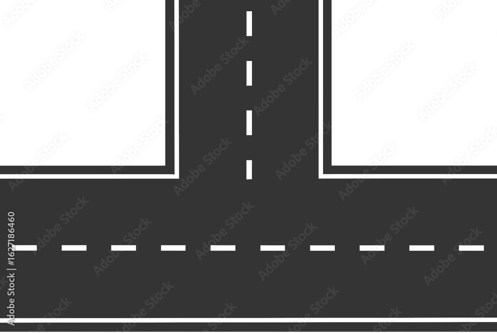 Obraz premium Set of highways and gray asphalt roads with footpaths and crossroads for city map elements. Includes street layouts indicating vehicle direction. Isolated on transparent PNG with copy space element