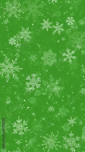 Snowflake Winter Green Background Holiday Season Festive Pattern
