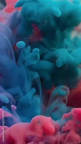 Vibrant Abstract Background of Red and Blue Ink Smoke Motion