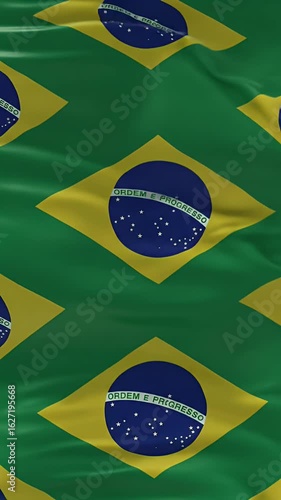 Waving Brazil Flag Green Yellow And Blue National Background