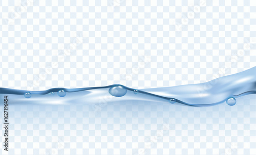 fresh blue natural drink water wave wide panorama with bubbles concept isolated no background