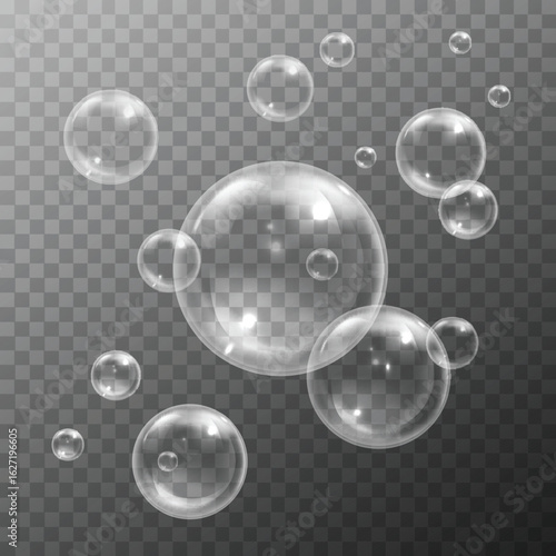fresh blue natural drink water wave wide panorama with bubbles concept isolated no background