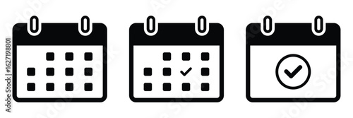 Set of calendar icons on a white background, Calendar line icon set, Date, event, month, day, agenda, clock etc. Editable stroke, EPS 10 design file