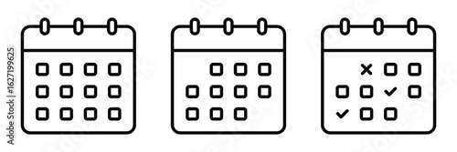 Calendar icons. Editable stroke. Containing time management, wall calendar.