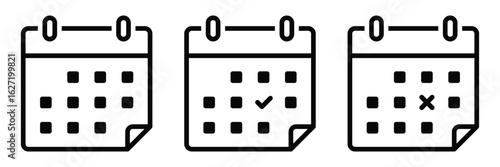 Calendar icons. Editable stroke. Containing time management, wall calendar.