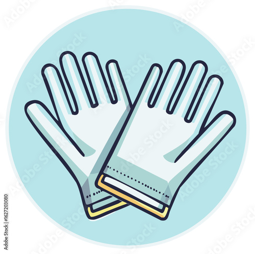 Pair of light blue protective gloves illustration for hygiene and safety