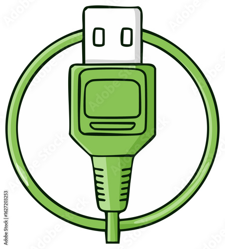 Green USB Connection Cord Digital Connector Plugs Communication Tool