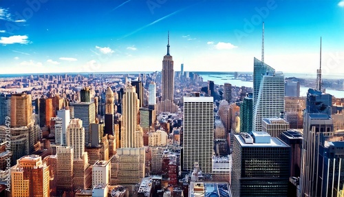  New York City Manhattan skyline and office skyscrapers building - vector illustration jpg
