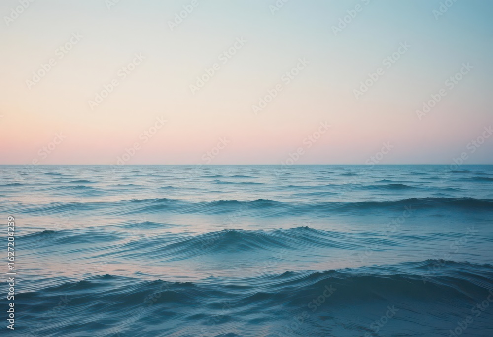 Obraz premium Retro Seascape Flat Film Grain Effect on Pastel Ocean Waves