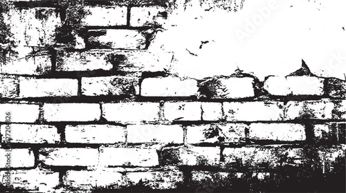 Abstract grunge concrete wall distressed texture background Cracked brick wall with broken edges and dust on white background.