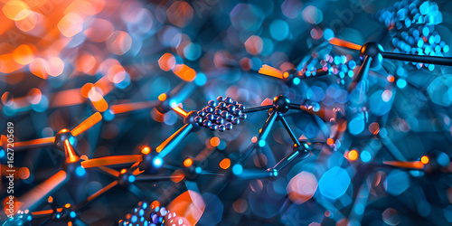 Interconnected Molecular Structure, Advanced Network Biology, Abstract Nanotechnology Grid.