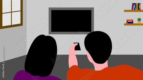 Illustration of two people watching TV