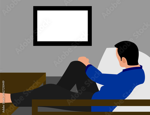 Illustration of a man watching TV