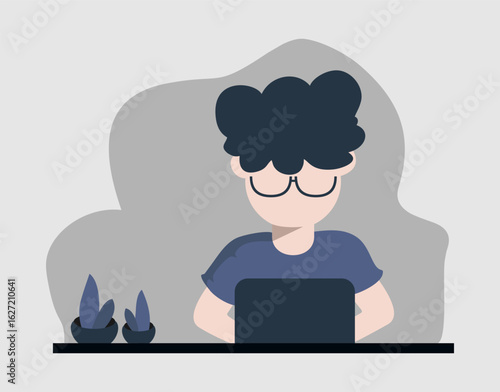 Student study with laptop