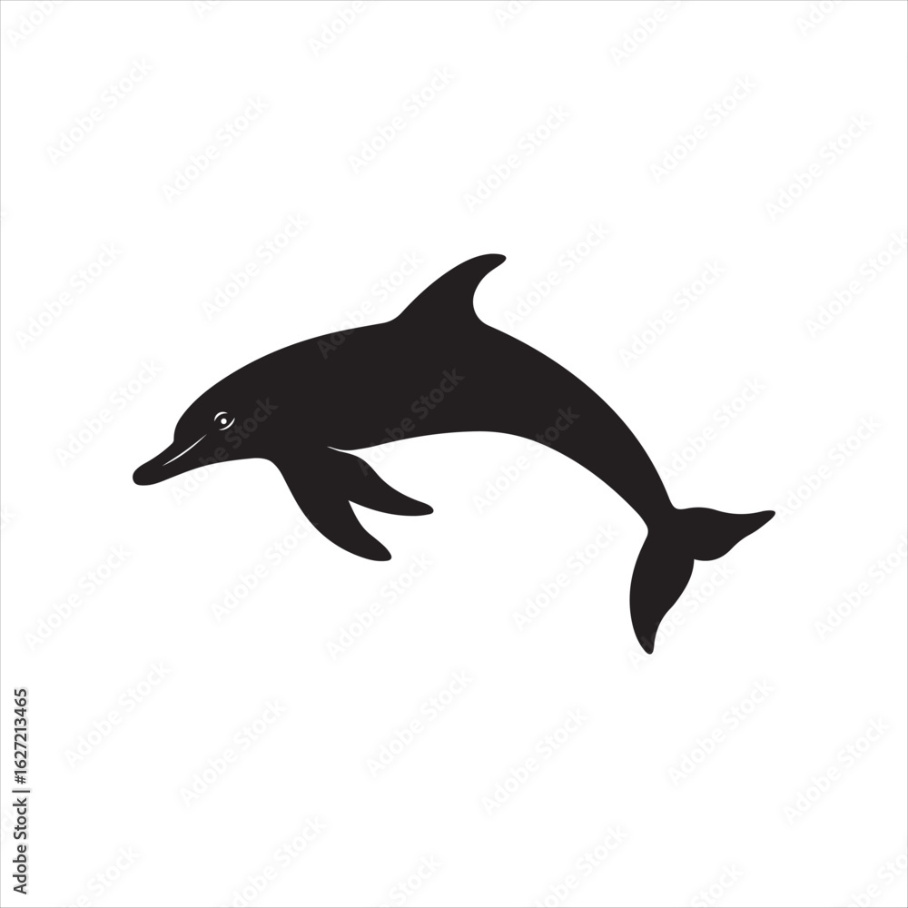Fototapeta premium Black Silhouette of Jumping Fish – Vector Illustration of Salmon or Trout Isolated on White Background